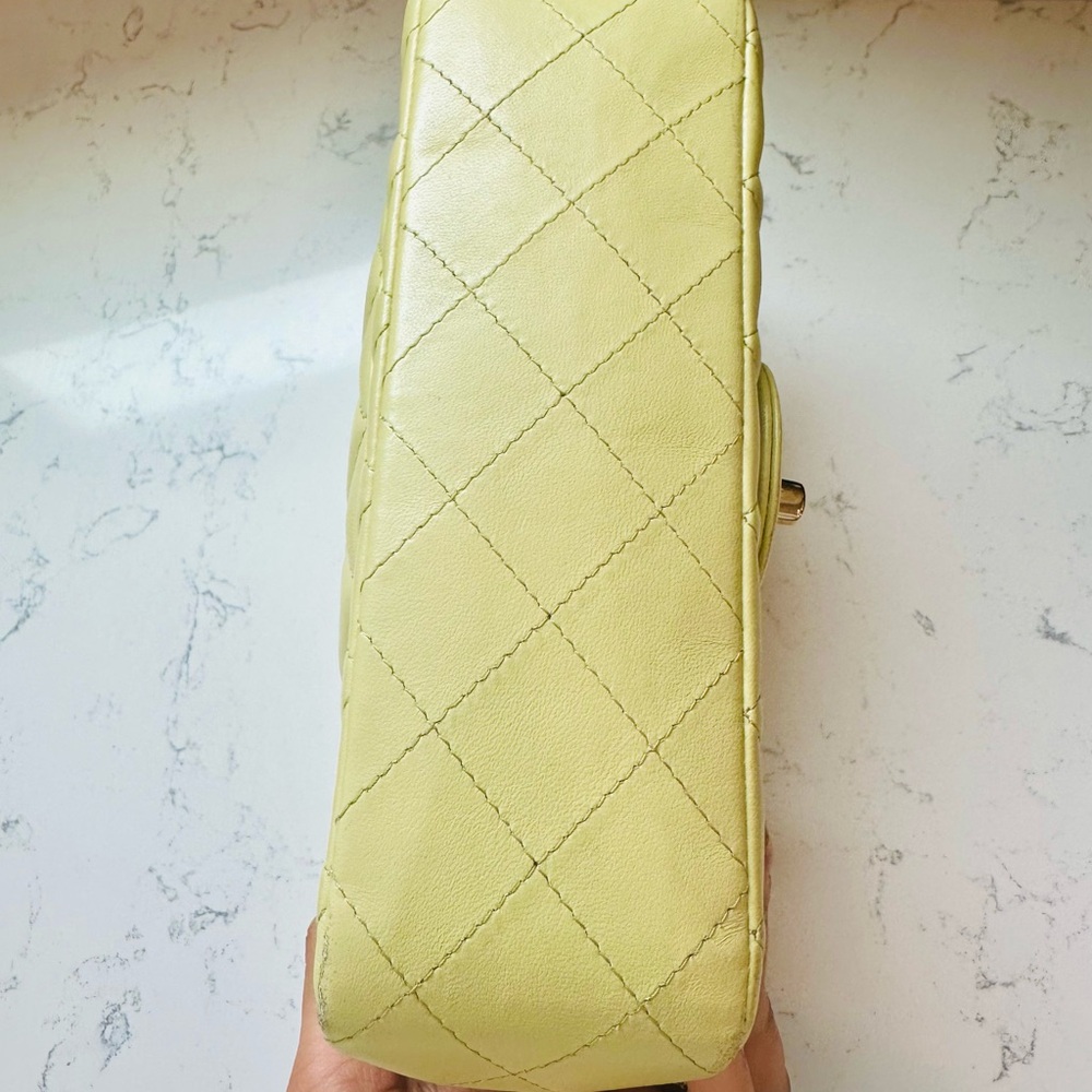 Chanel Mini Rectangular Flap Bag Light Green Lamb… - image 5